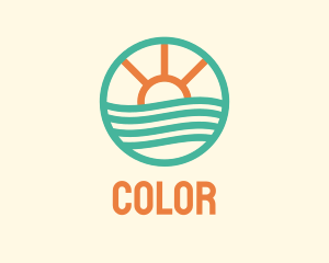 Baywatch - Sunset Waves Badge logo design