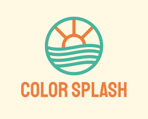 Sunset Waves Badge logo design