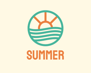 Sunset Waves Badge logo design