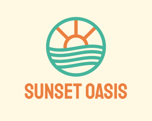 Sunset Waves Badge logo design