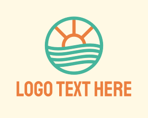 Beach - Sunset Waves Badge logo design