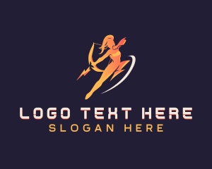 Thunderbolt - Human Lightning Archer logo design