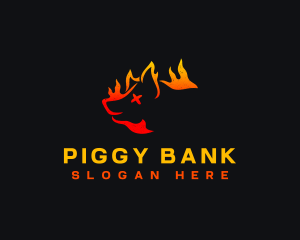 Pig Flaming BBQ logo design