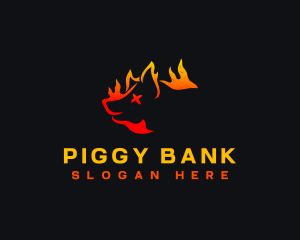 Pig - Pig Flaming BBQ logo design