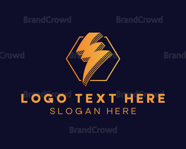 Lightning Bolt Hexagon Logo