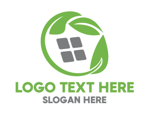 Patio - Green Leaves & Squares logo design