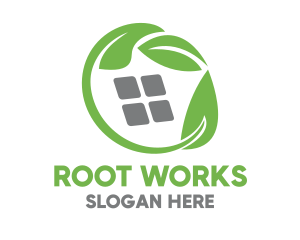 Root - Green Leaves & Squares logo design