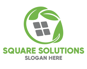 Green Leaves & Squares logo design