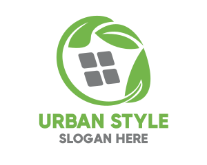 Real Estate Agent - Green Leaves & Squares logo design