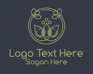 Vegan - Green Monoline Leaf logo design