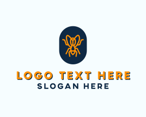 Insect - Orange Fly Badge logo design