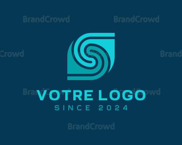 Blue Swirl Letter S Logo