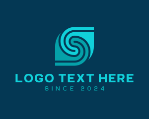 Hexagon - Blue Swirl Letter S logo design