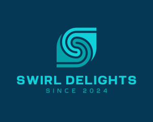 Blue Swirl Letter S logo design