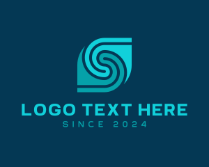 Cyberspace - Blue Swirl Letter S logo design