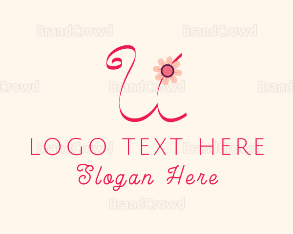 Pink Flower Letter U Logo