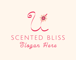 Fragrant - Pink Flower Letter U logo design