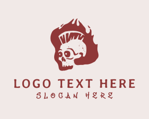 Mohawk - Flame Skull Streetwear logo design