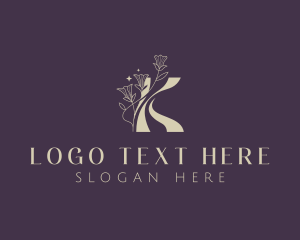 Skin Care - Floral Flower Beauty Letter K logo design