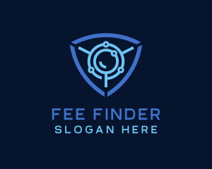 Cyber Magnifying Glass Shield logo design