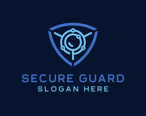 Sci Fi - Cyber Magnifying Glass Shield logo design