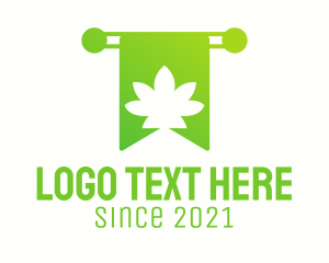 Library - Green Cannabis Bookmark logo design