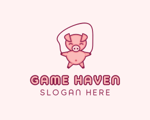 Toy Store - Piglet Jumping Rope logo design
