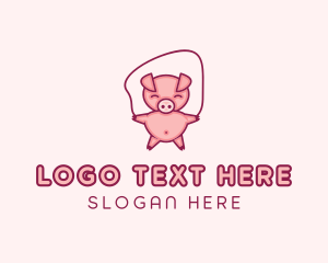 Pig - Piglet Jumping Rope logo design
