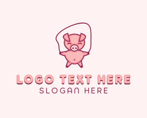 Animal - Piglet Jumping Rope logo design