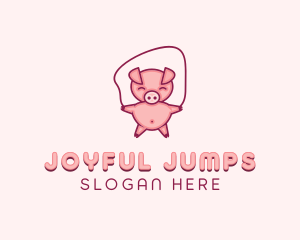 Piglet Jumping Rope logo design