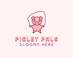 Piglet Jumping Rope logo design