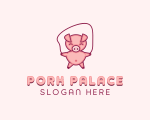 Piglet Jumping Rope logo design