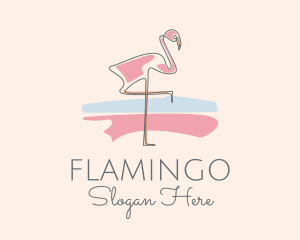 Pastel Flamingo Monoline logo design