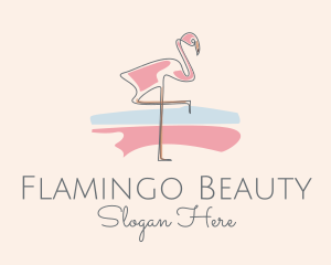 Flamingo - Pastel Flamingo Monoline logo design