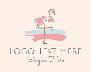 Bird - Pastel Flamingo Monoline logo design