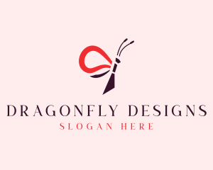 Dragonfly - Ribbon Butterfly Wing logo design