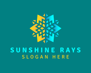 Sun Winter Snowflakes logo design