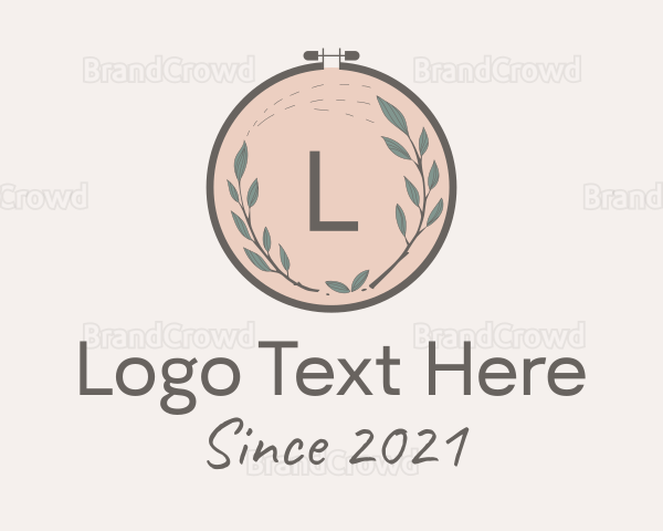 Leaf Embroidery Craft Logo