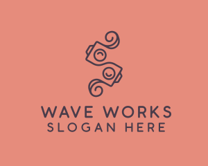 Wavy - Swirly Camera Letter S logo design