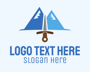 Snow - Mountains Peak Sword logo design