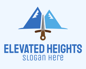 Tall - Mountains Peak Sword logo design