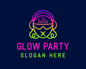 Rave - Neon DJ Party Girl logo design