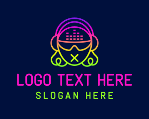 Music Festival - Neon DJ Party Girl logo design