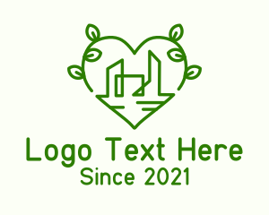 Apartment - Heart Leaf Building logo design