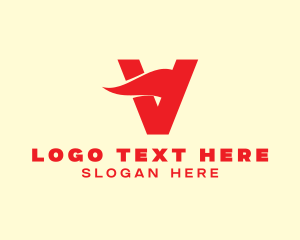 Flag - Red Wave Letter V logo design