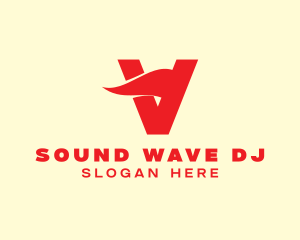 Red Wave Letter V  Logo