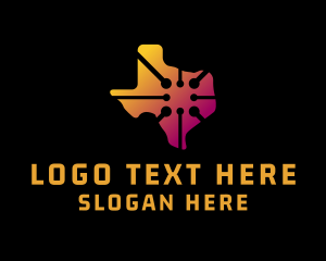 Futuristic - Tech Map Texas logo design