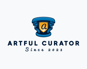 Theater Shield Curtain Ribbon logo design