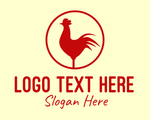 Chicken Burger - Circle Red Chicken logo design