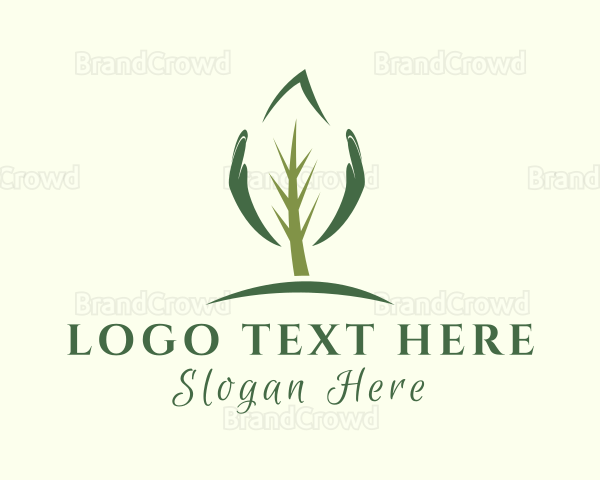 Tree Leaf Hand Logo